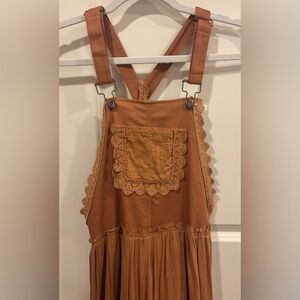 NWOT Amazing Lace Embroidered Maxi Overall Dress Medium Copper In Bloom